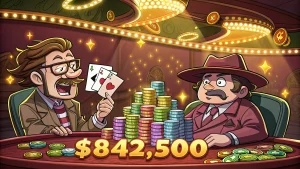 Ник Эйрболл и Питер сыграли раздачу на $842,500 в шоу High Stakes Poker